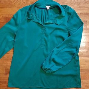 Kelly Green Silk Collared Shirt